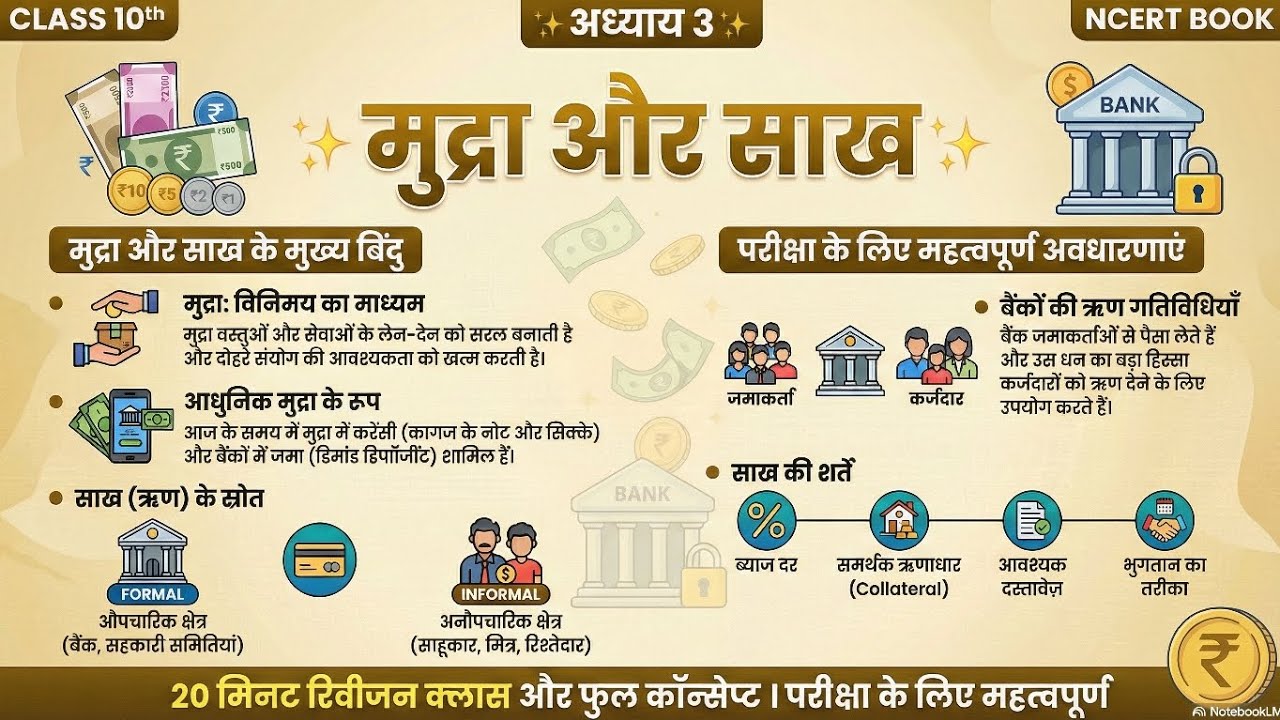 Class 10 Civics Chapter 3 मुद्रा और साख | Money and Credit | Shorts Revision | Board Exam 2026 