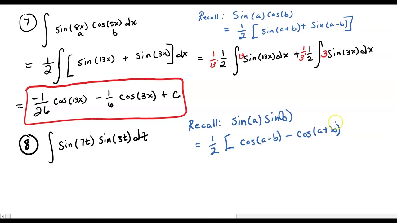 Integration Using Product-to-Sum Formulas
