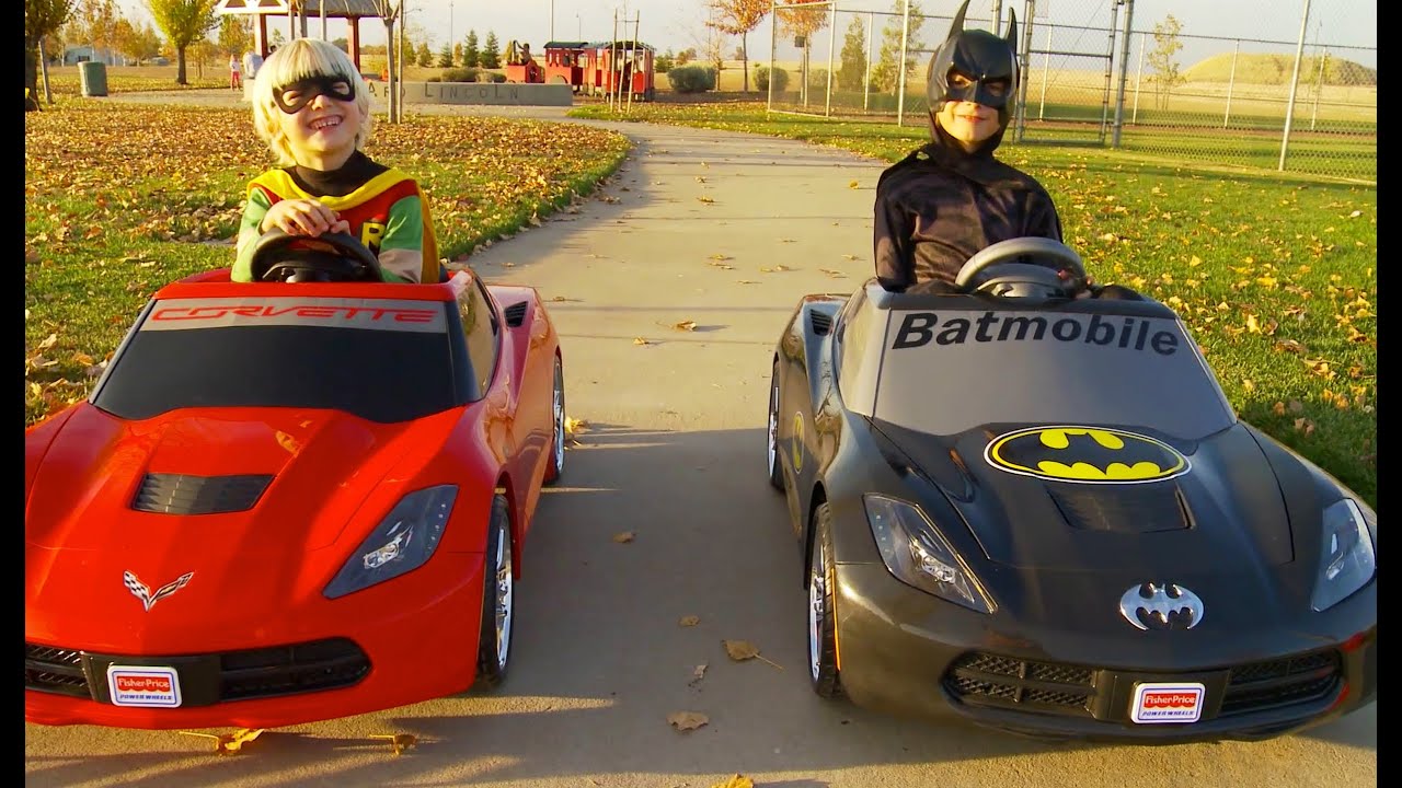 Batman vs Robin Power Wheels Race | Gabe and Garrett