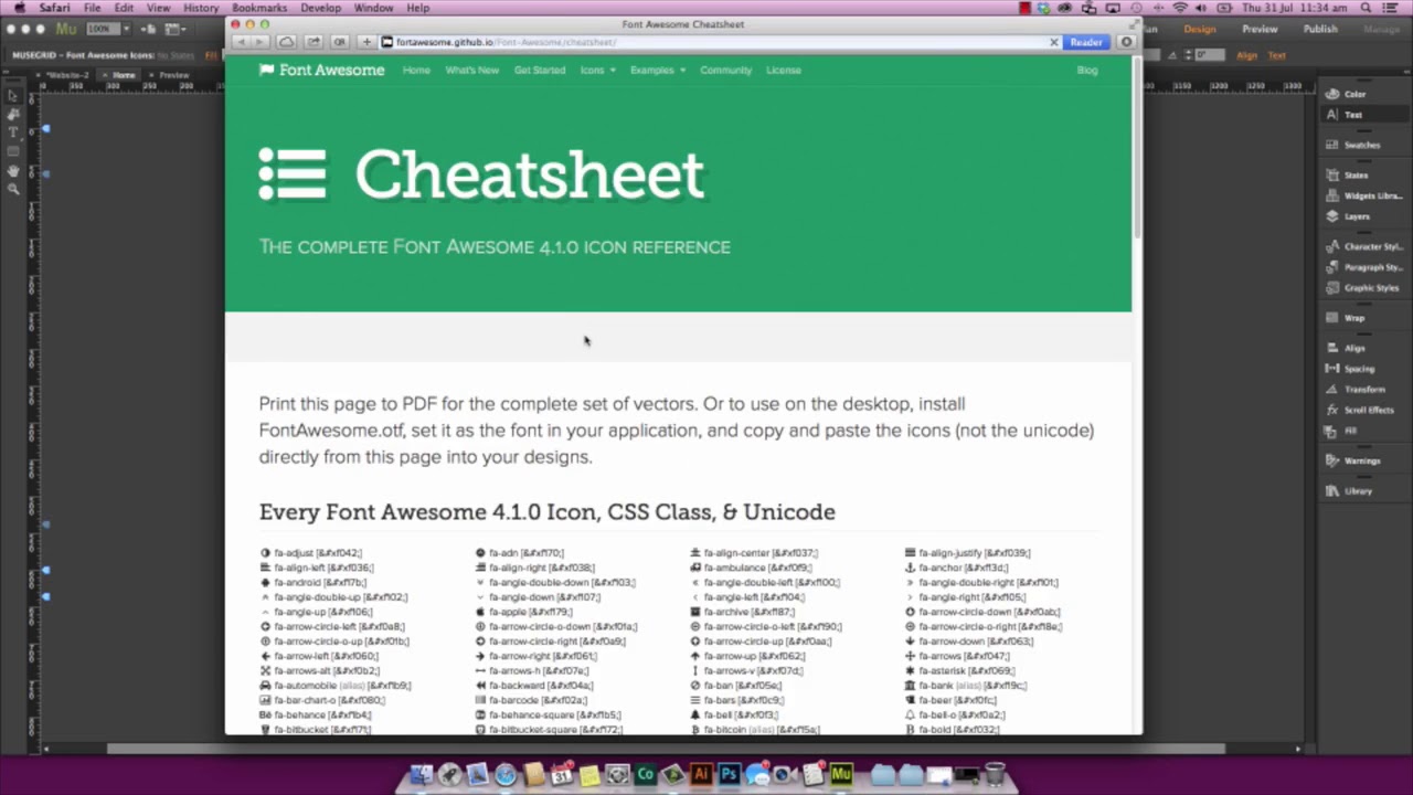 4  How to use the free museGrid Font Awesome Adobe Muse Widget