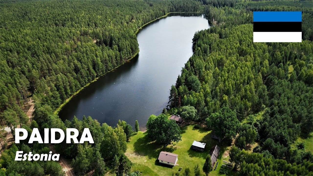 Paidra, Estonia. A small village with a forest lake. 4K