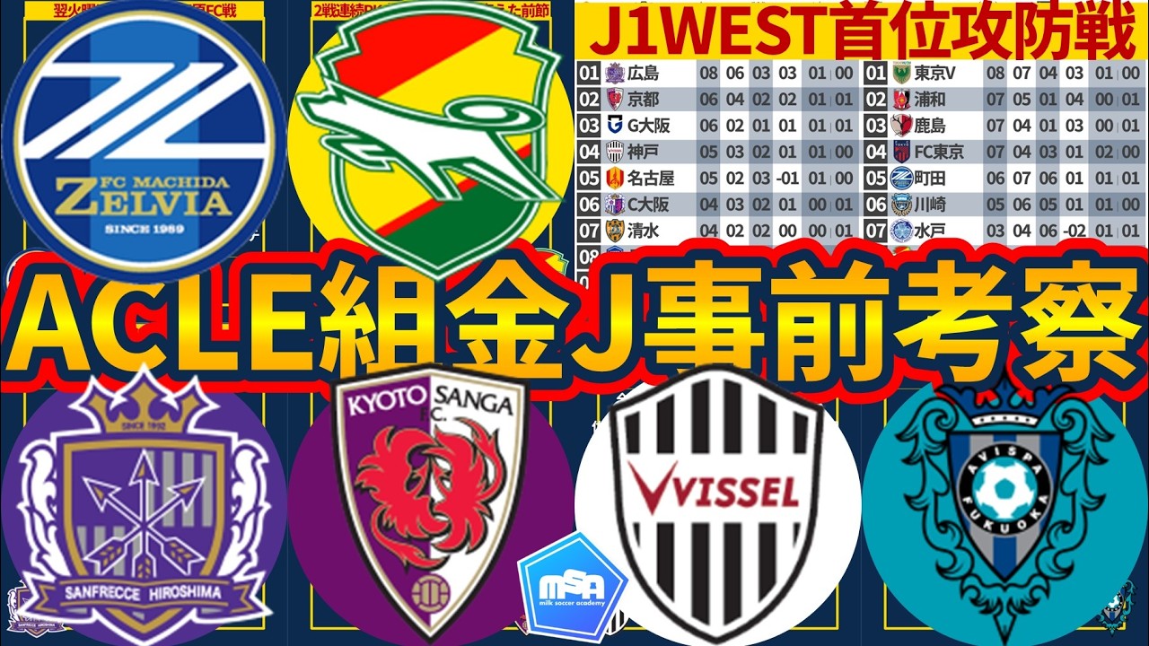 【金Jの3試合では広島京都のWEST首位攻防戦が!!】ACLE組は決勝T初戦直前!!町田vs千葉は前兄弟対決/広島京都はマンツーマン状態の均衡/神戸は乾貴士、福岡は組立隊のリベンジに注目!!
