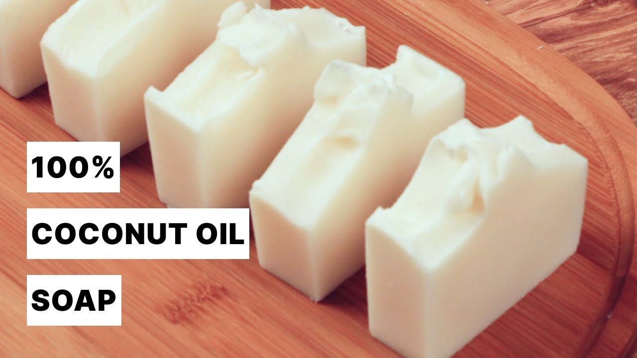 Homemade Simple Coconut Oil Soap 🥥 Cold Process Method Recipe with Only 3-Ingredients
