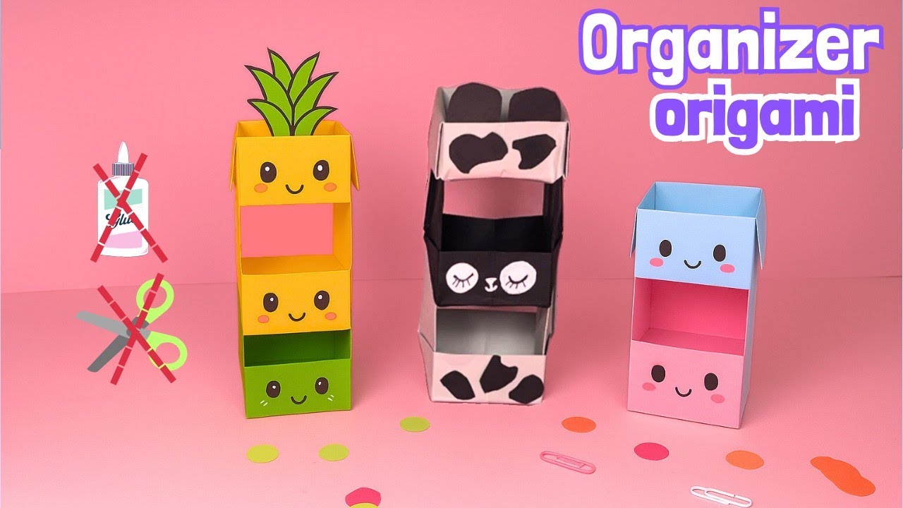 DIY Origami Paper Organizer 📚 Easy Desk Organizer Without Glue