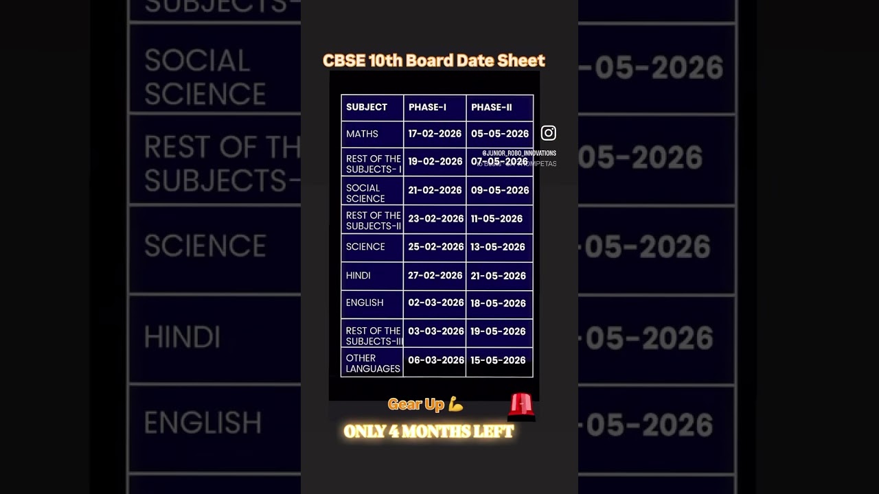 CBSE datesheet #10thboard #cbse2026 #cbseupdate #cbsenews #boardexam2026 #trending #motivation