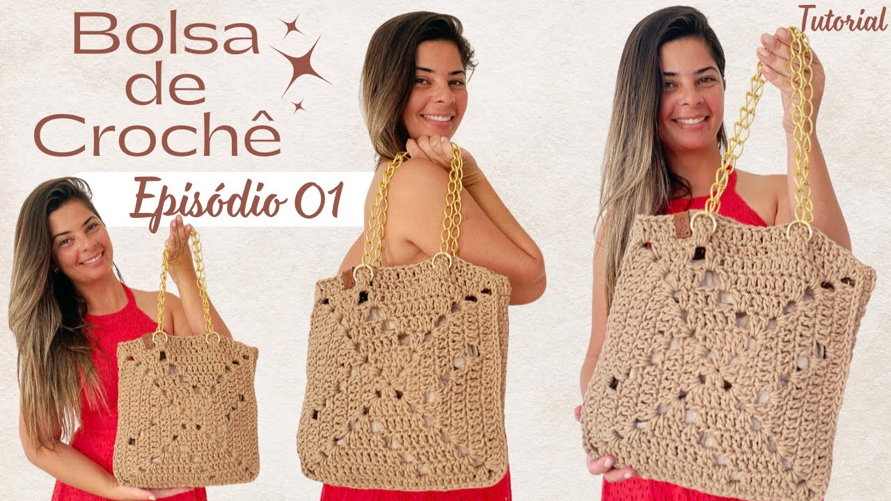 Aprenda a fazer uma bolsa de crochê deslumbrante com o novo quadrado fácil e bonito! Episodio 01