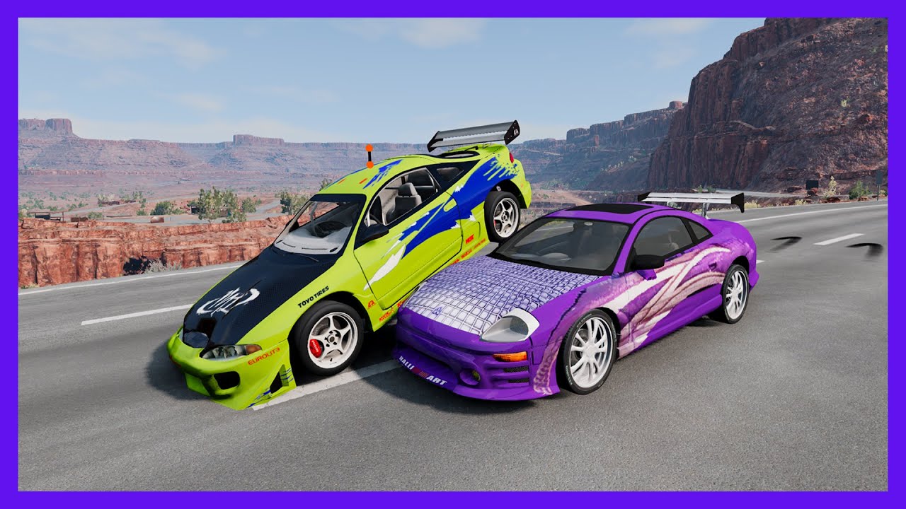 F&F 95' Mitsubishi Eclipse vs 2F2F Eclipse Spyder GTS | CRASH COMPILATION | BeamNG drive