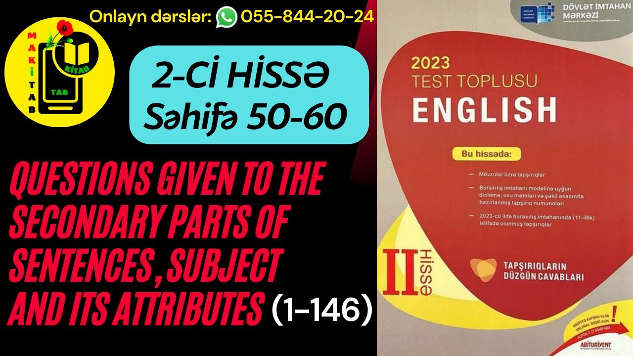 DİM YENİ 2-Cİ HİSSƏ TEST TOPLUSU 2023 İNGİLİS DİLİ | QUESTIONS GIVEN TO THE SECONDARY PARTS | 1-146