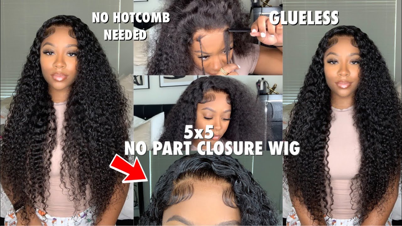 NO PART 5x5 CURLY CLOSURE WIG INSTALL | NO HOTCOMB OR GLUE NEEDED | Unice Hair