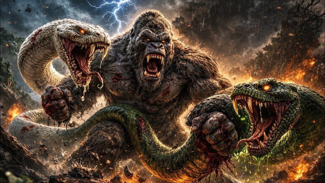 King Kong vs White & Green Titanoboa – Ultimate Jungle Monster War in 4K Ultra HD