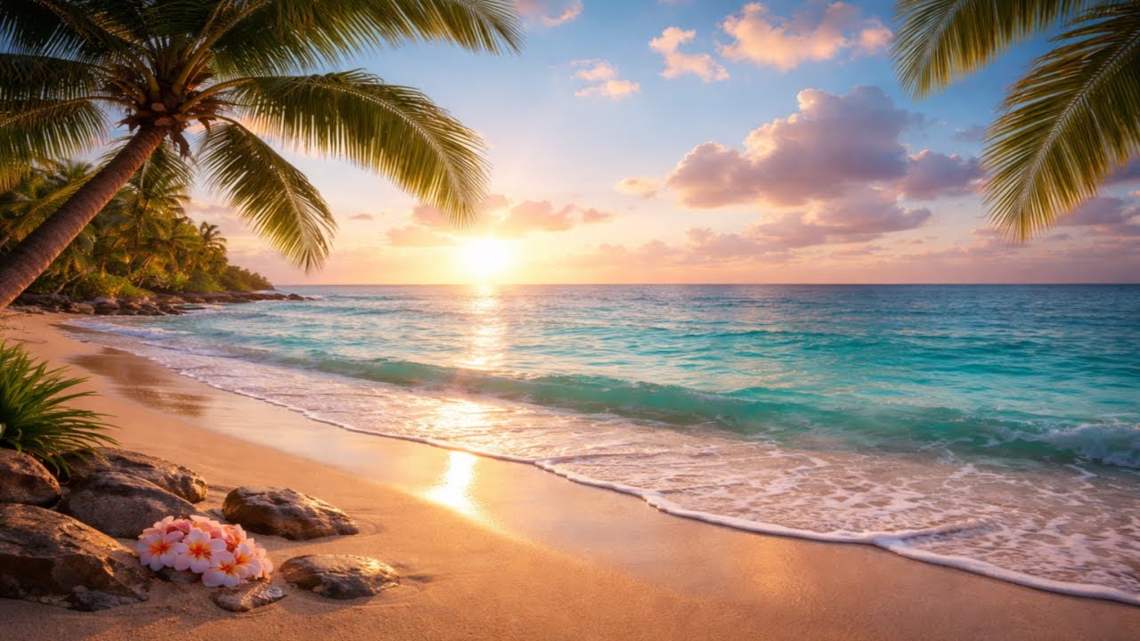 🌊Relaxing Beach Meditation ⛱️Soft Piano with Ocean Waves | Healing Music for Sleep or Meditation