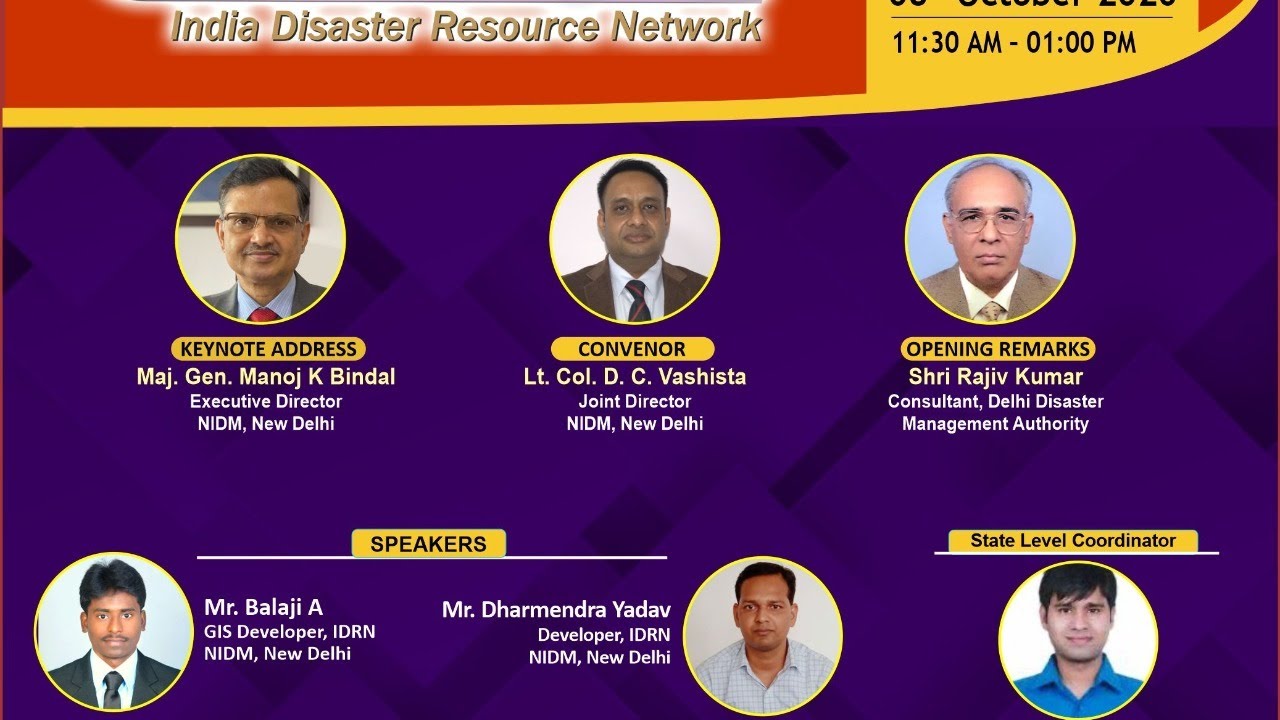 One day virtual orientation cum training programme of IDRN for NCT of DELHI | NIDM | MHA |GOVT of IN