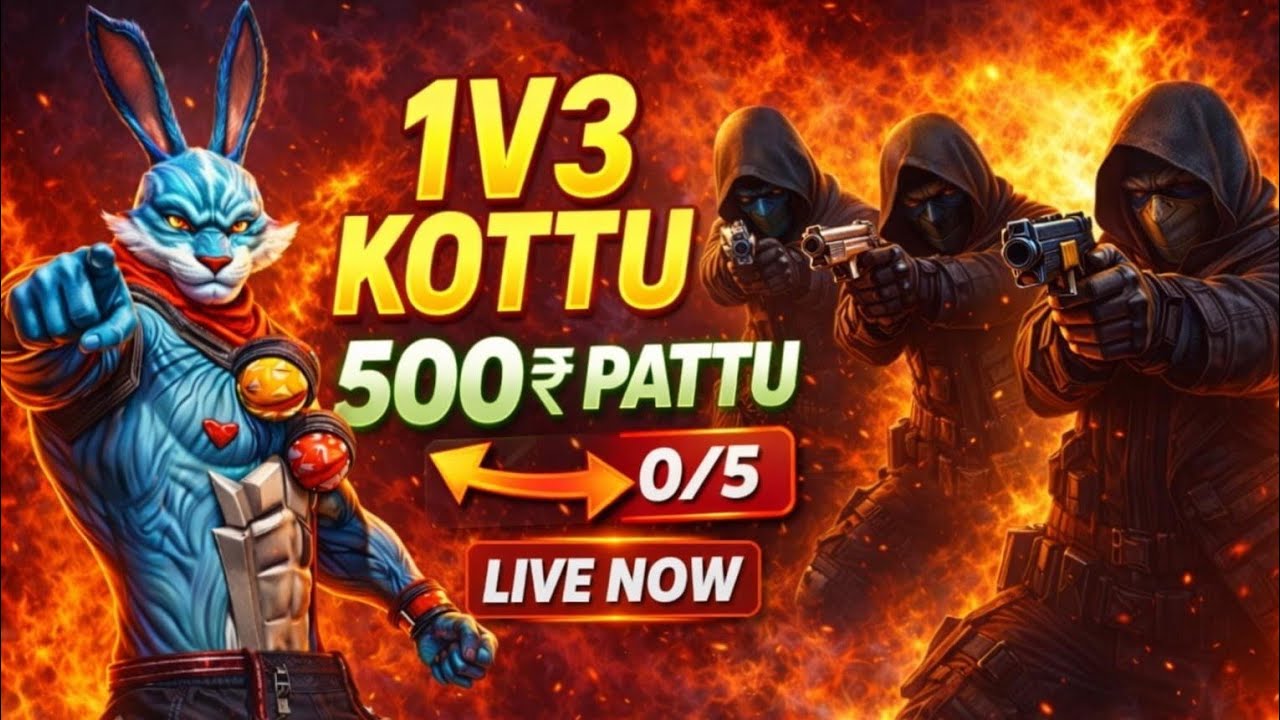 1v3 (0/5) lo kottu 500rs pattu mawa road to 1.2k subs #viralff #support #live