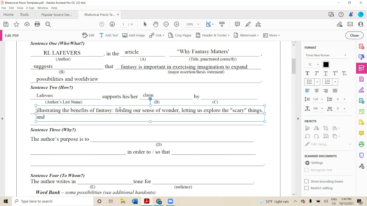 Rhetorical Summary - Precis