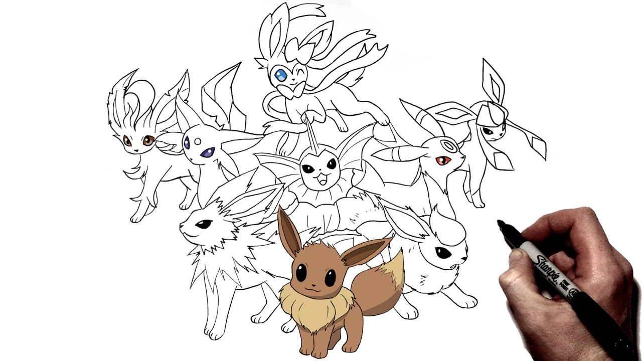 How To Draw Evee's Evolutions | Step By Step | Pokemon