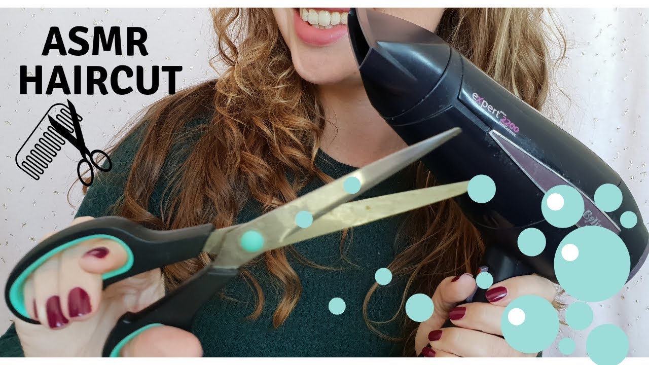 ASMR 🖤HAIRCUT | Washing Brushing Cutting Blow drying your hair