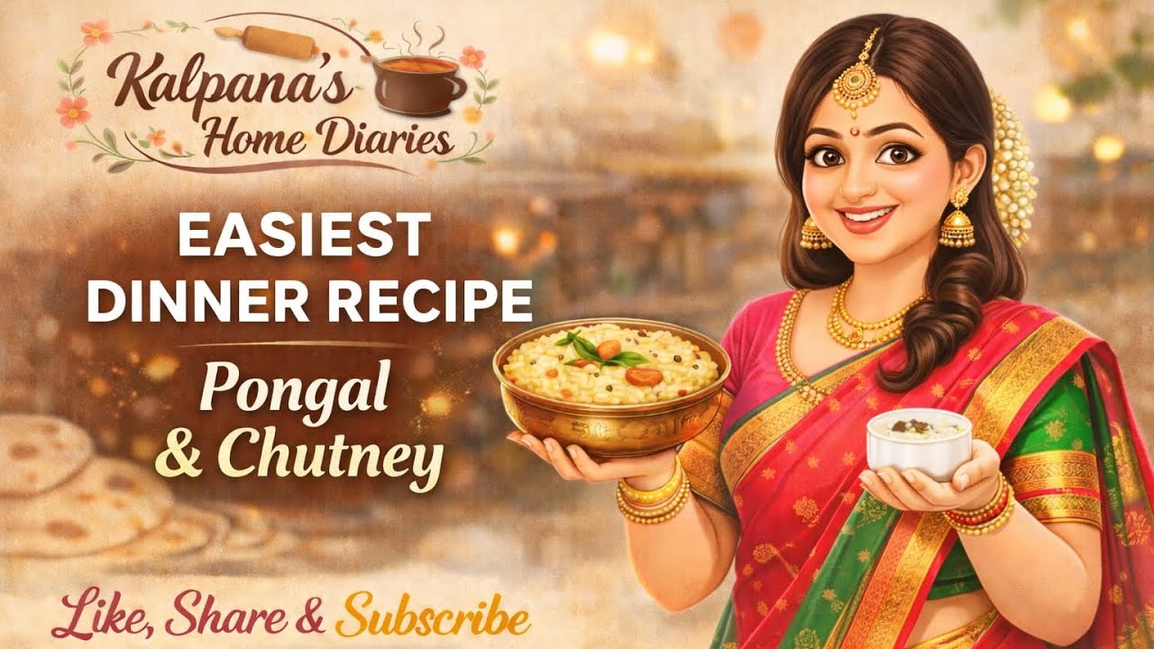 Easiest Dinner Recipe🥥🍚✨👌🏻Pongal and Chutney!!!!