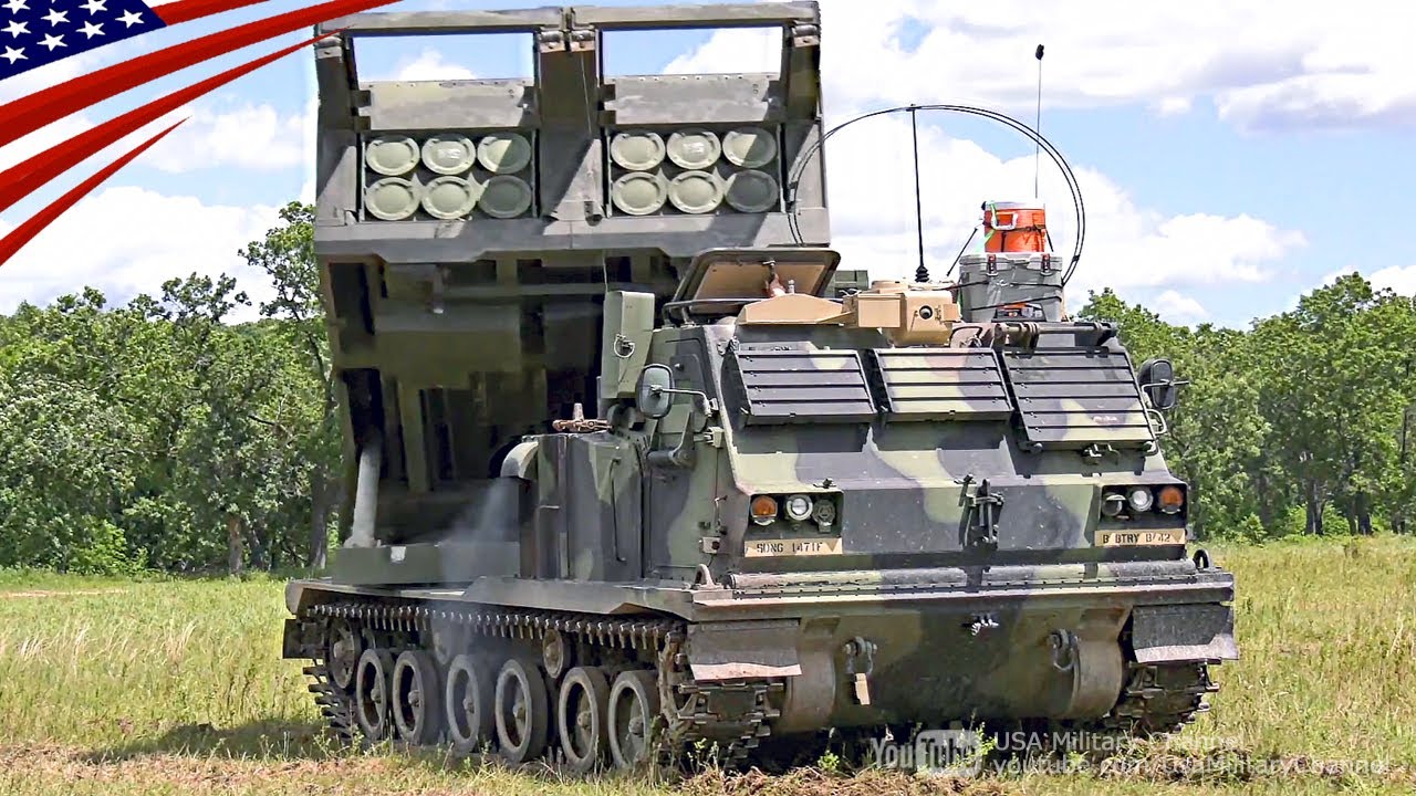 M270A1 MLRS 多連装ロケットシステム(近代化改修型)の発射･走行･ロケット弾コンテナ取り外し
