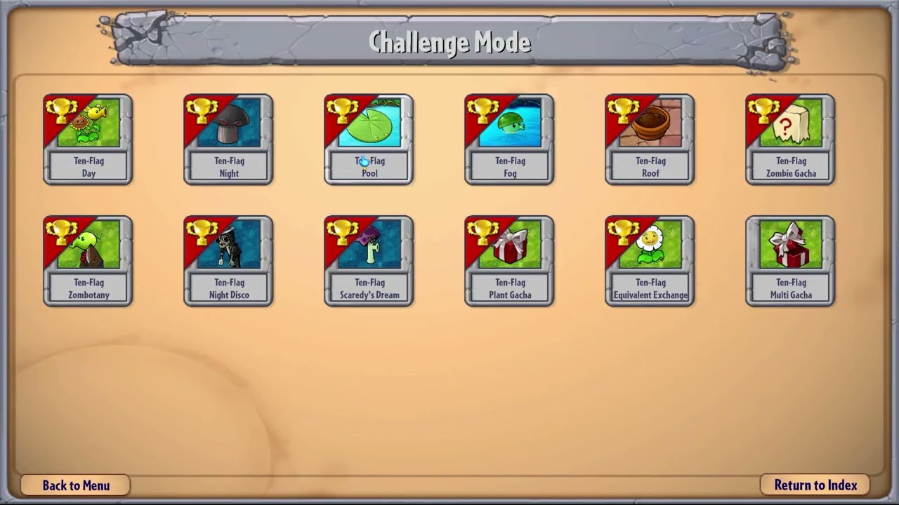 PVZ Fusions Air Raid and Advance Challenge 12-Lane Day Mini Games