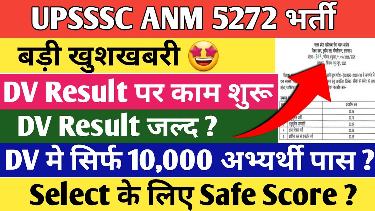 UPSSSC ANM Latest News Today | ANM 5272 खुशखबरी 🤩 | ANM DV Result जल्द? DV मे कितने गुना Select ?