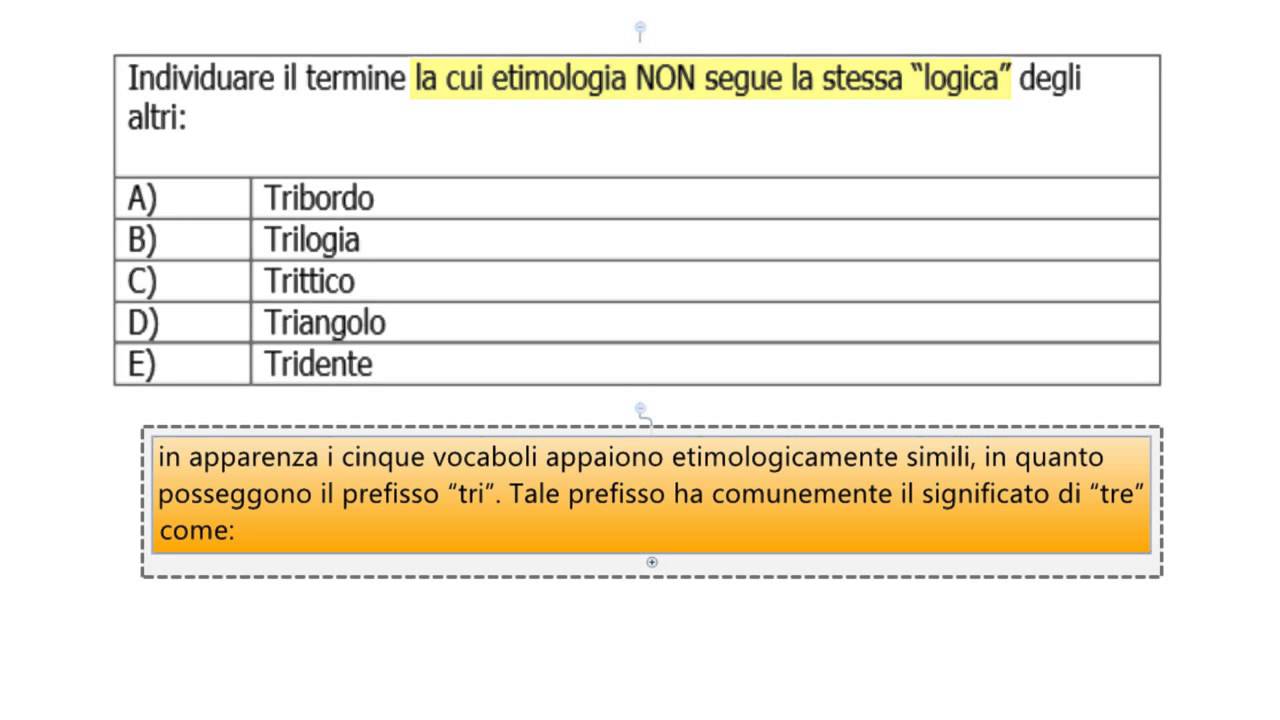 1.1 Logica test Medicina 2014/2015 - Relazione logica o etimologica di termini