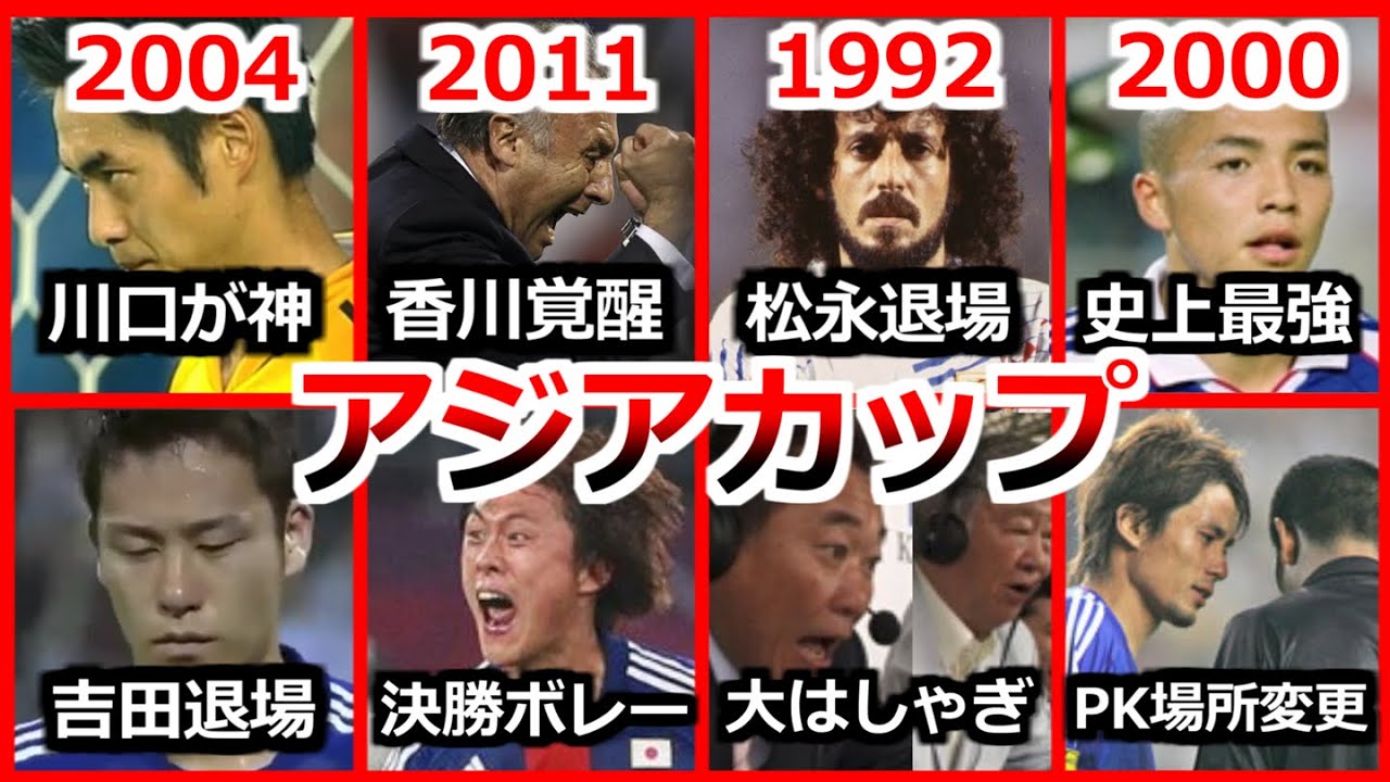 アジアカップ 厳選 4大会 総集編 ダイジェスト 激闘 松木安太郎&セルジオ越後 大興奮 1992 2000 2004 2011 AFC Asian Cup カタール 中国 日本 レバノン