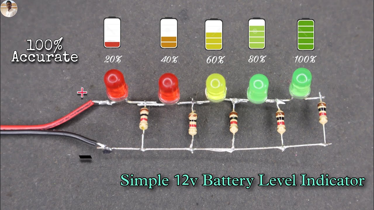 Simple 12 volt Battery Level Indicator Circuit