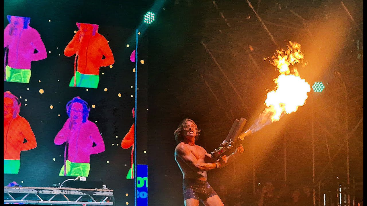 Boomtown 2024 - Marc Rebillet totally mental from the front of boomtown 