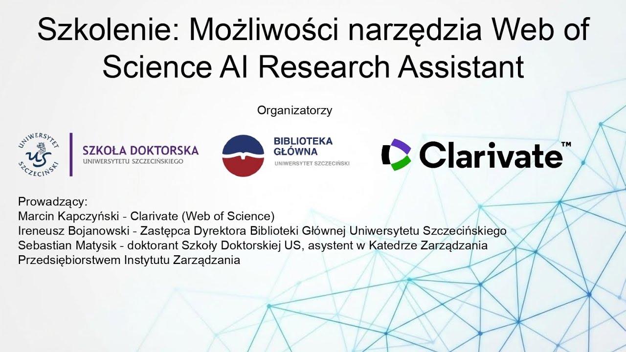 Szkolenie: Wykorzystanie narzędzia Web of Science AI Research Assistant w badaniach naukowych