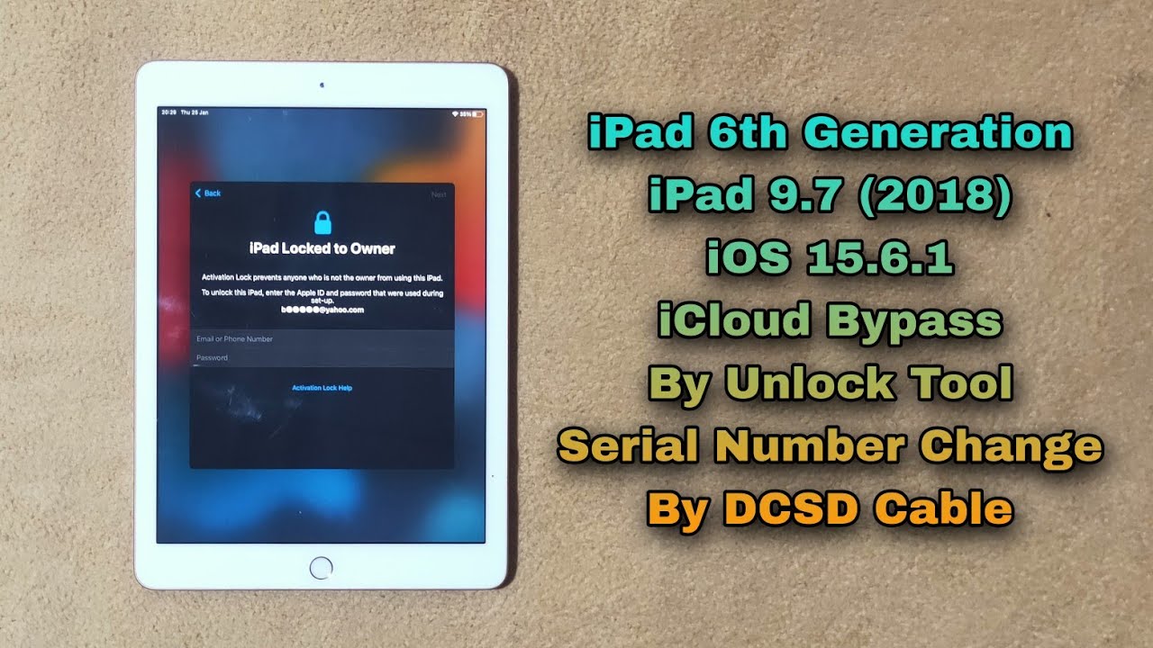 How To iPad 6th Generation iOS 15.6.1 iCloud Bypass By Unlock Tool in DCSD Cable