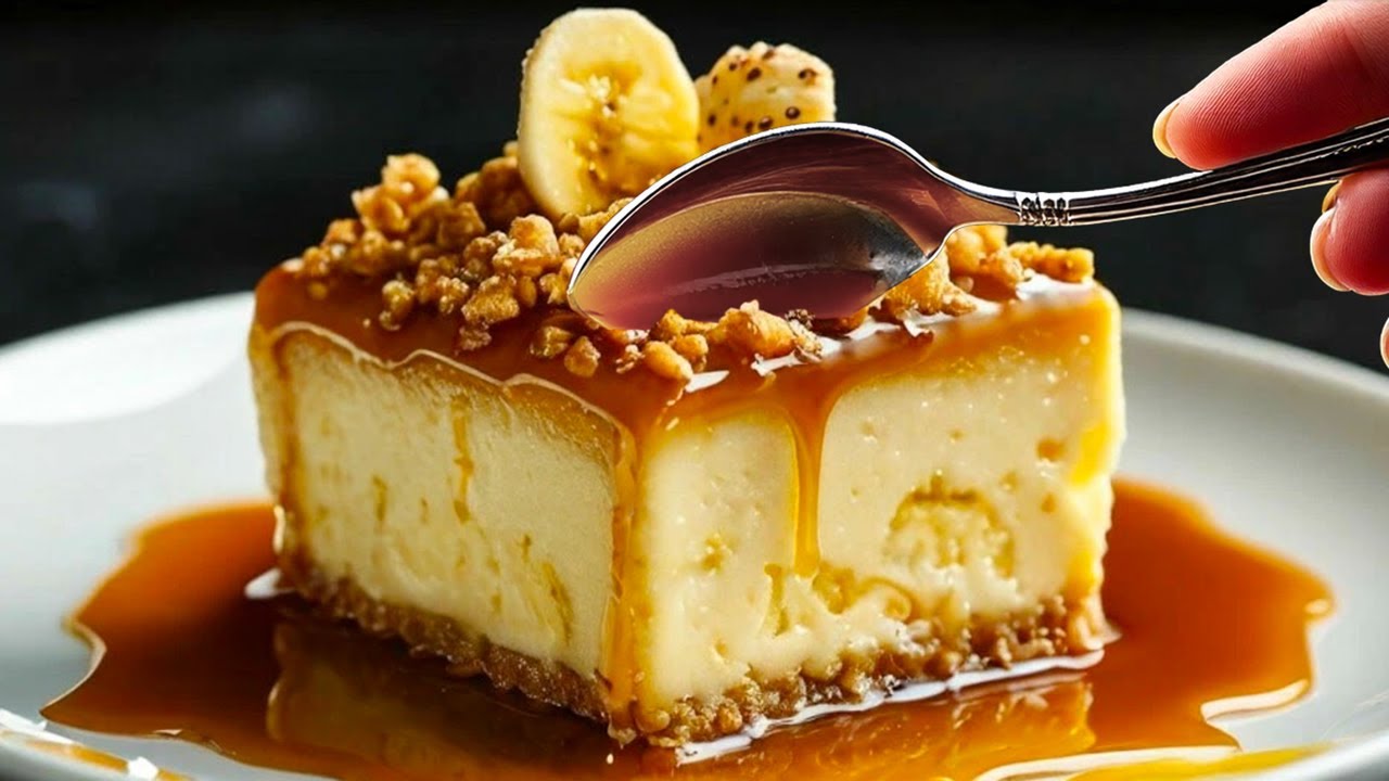 Ein Dessert, das Sie verrückt machen wird: Bananen käsekuchen! Leckeres italienisches Dessert!