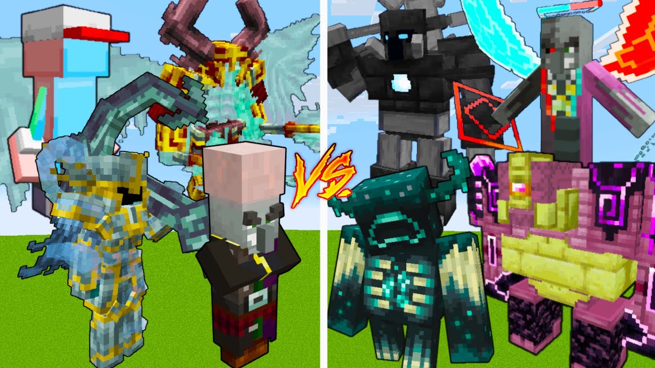 4 Strong Bosses VS 4 Strong Bosses #9 / Minecraft Mob Battle