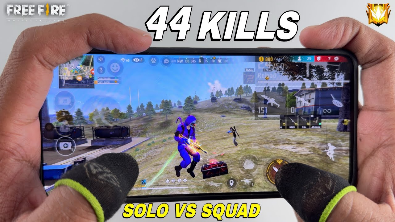44 kills in br ranked solo vs squad gameplay 3 finger mobile player