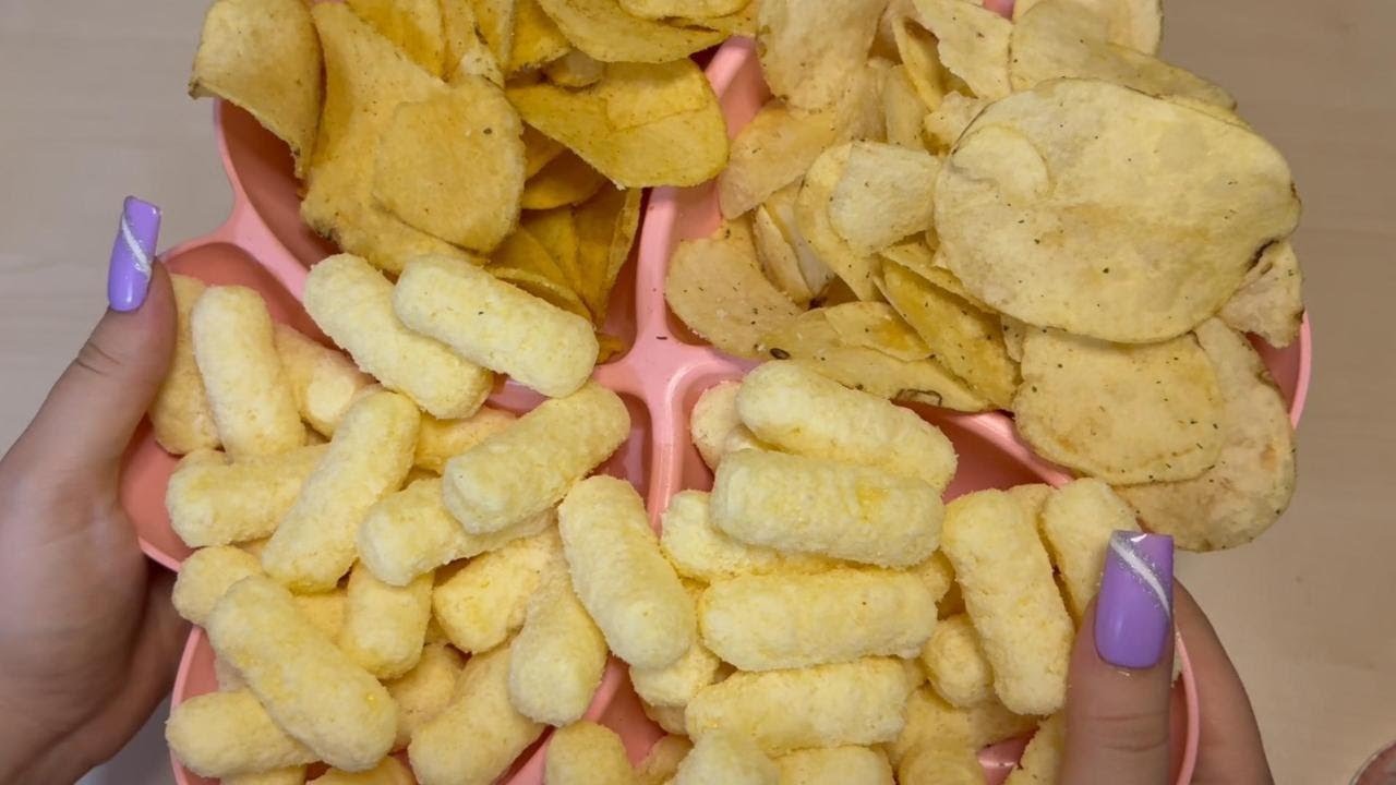 Filling Platter with Chips and Snacks ASMR
