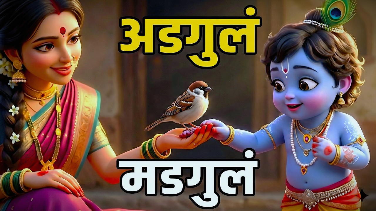 👶 Adgul Madgul | अडगुलं मडगुलं सोन्याचं कडगुलं🌟| bal krishna | Lahan Mulanchi Gani | Marathi Balgeet