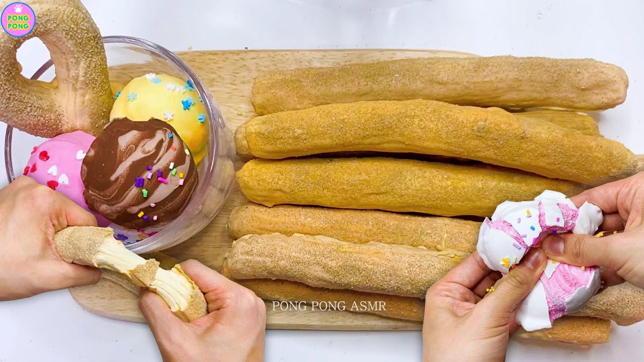 ASMR Plaster Clay Cracking 🥨 CHURROS 츄러스 석고 점토 부수기 石膏クレイクラッキング (チュロス)
