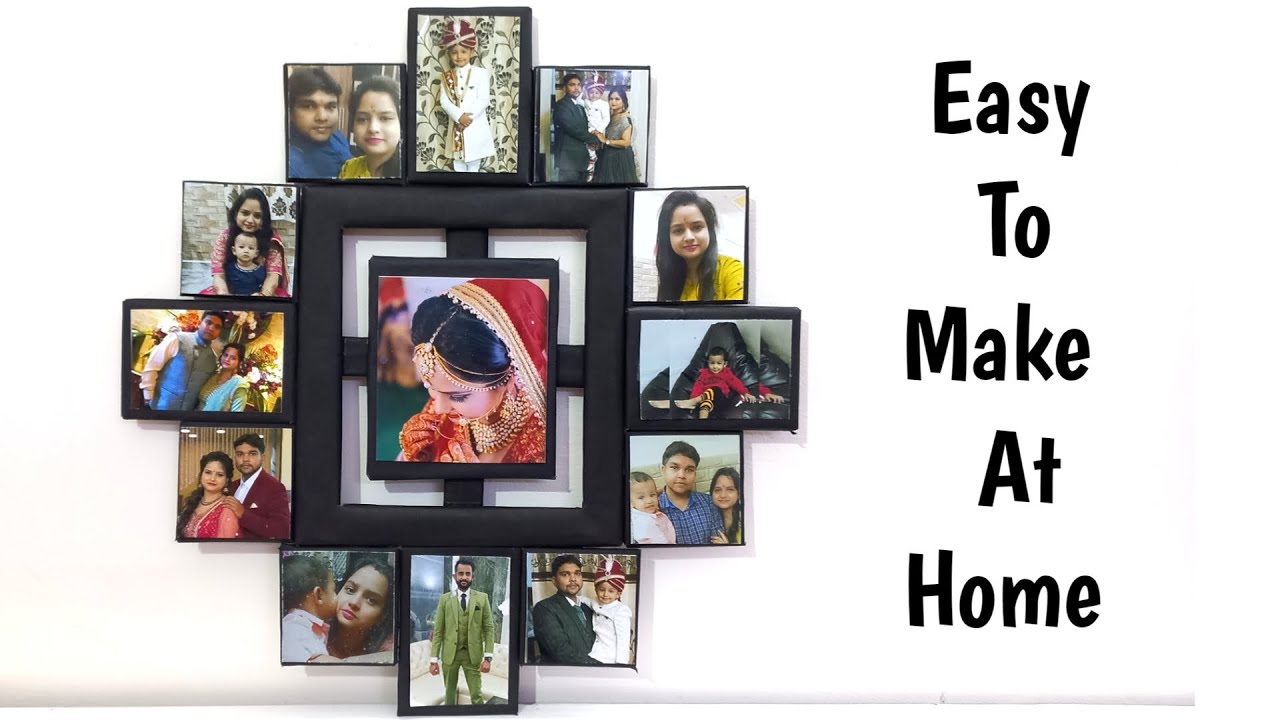 How To Make Photo Collage Frame With Cardboard | DIY Photo Frame | Photo Frame Making At Home