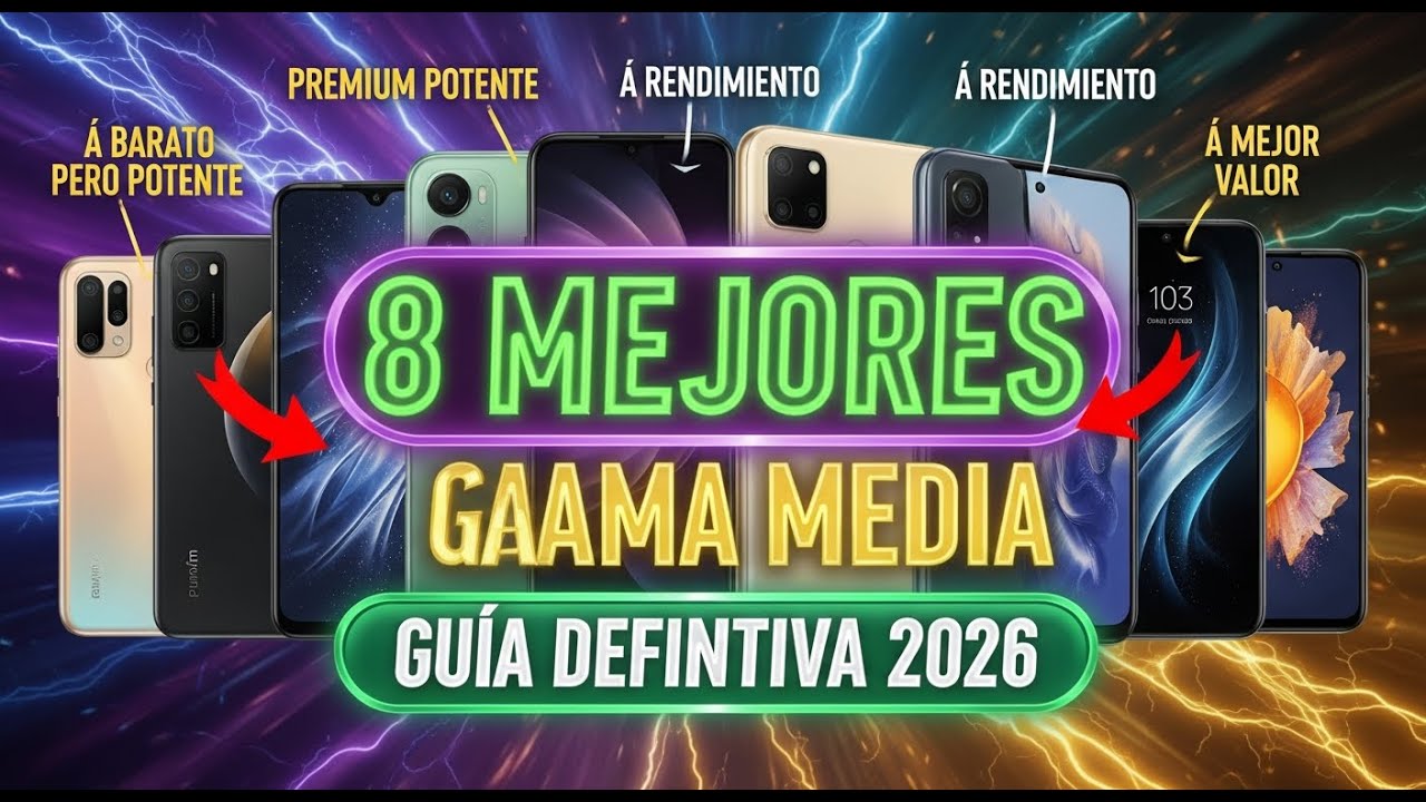 LOS 8 MEJORES CELULARES GAMA MEDIA PARA COMPRAR EN 2026 ¡GUÍA DE COMPRA DEFINITIVA!