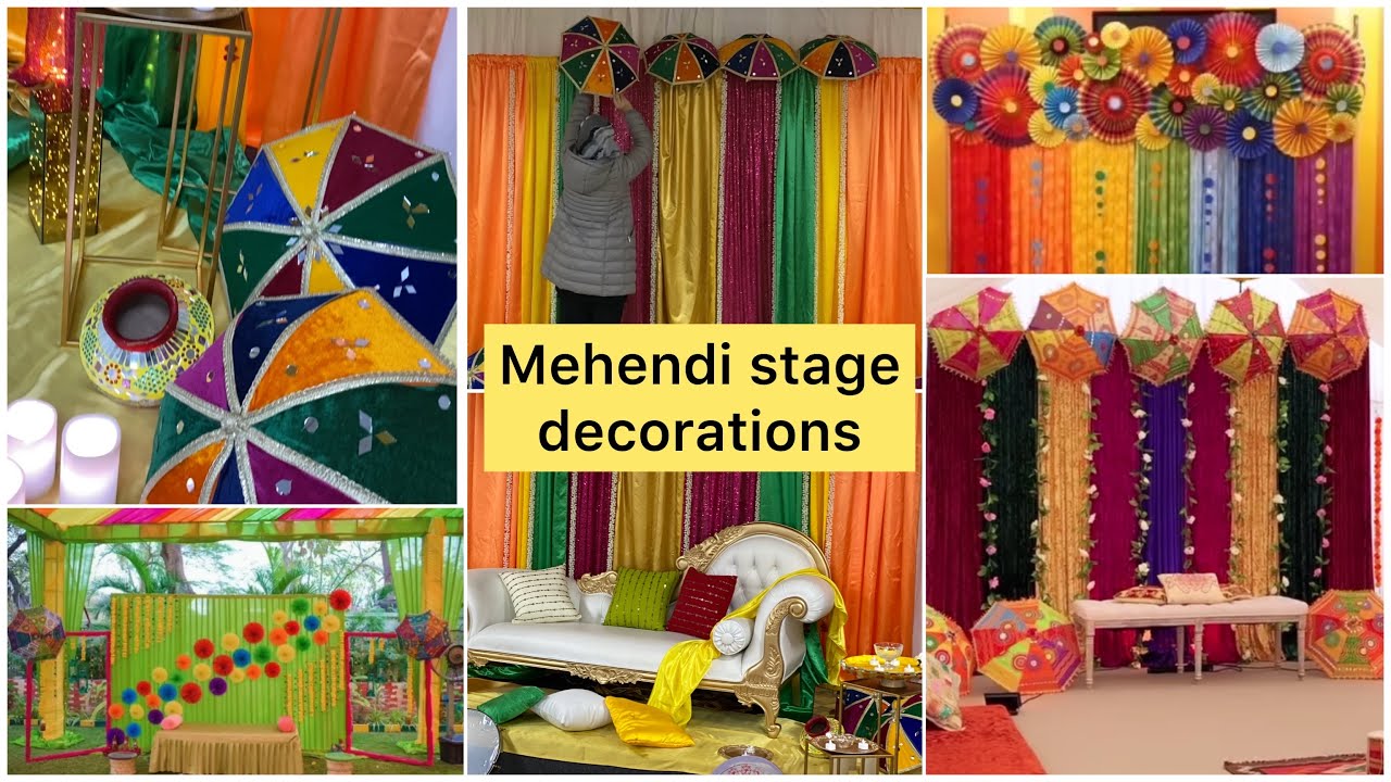 DIY || Mehendi OR Henna stage Decoration || Mehendi decor setup|| Umbrella setup for Mehendi #mayoun