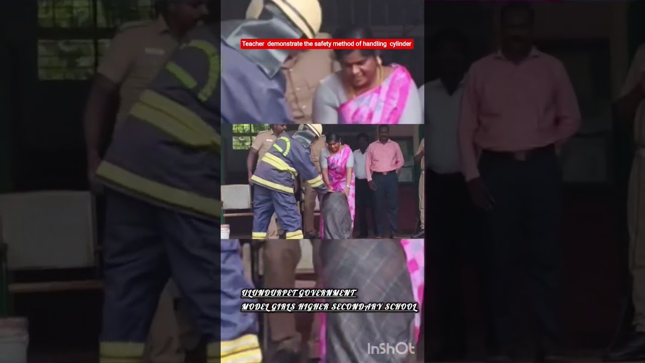 ulundurpet government model girls higher secondary school teacher demonstrate  safety method of gas