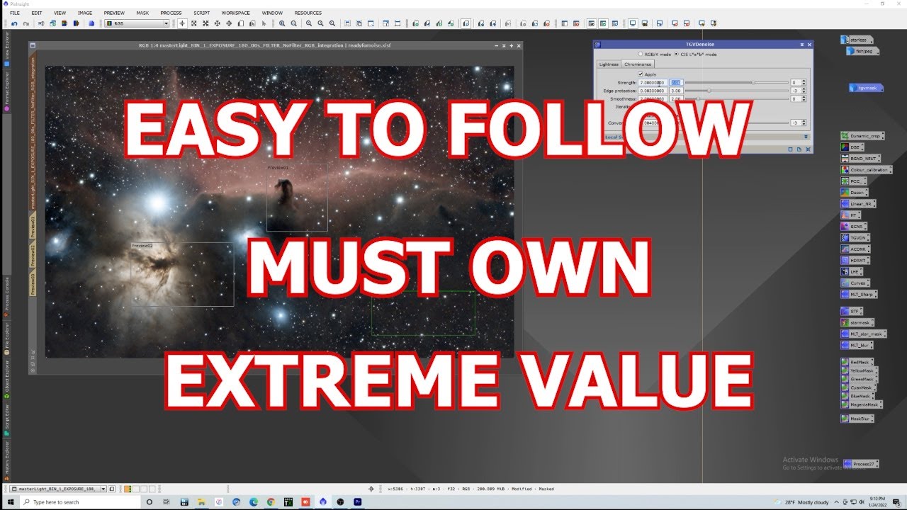 BEGIINER PIXINSIGHT | PROCESSING THE HORSEHEAD NEBULA USING VISIBLE DARKS TUTORIALS | IM AMAZAED