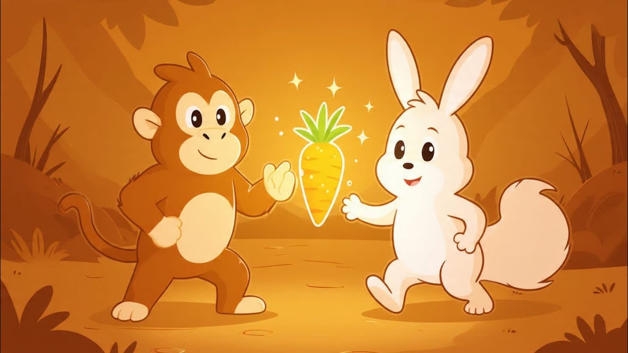 “Bander Aur Khargosh Ki Jadooi Dosti | Cute Jungle Story for Kids | Fun Moral Story Urdu”
