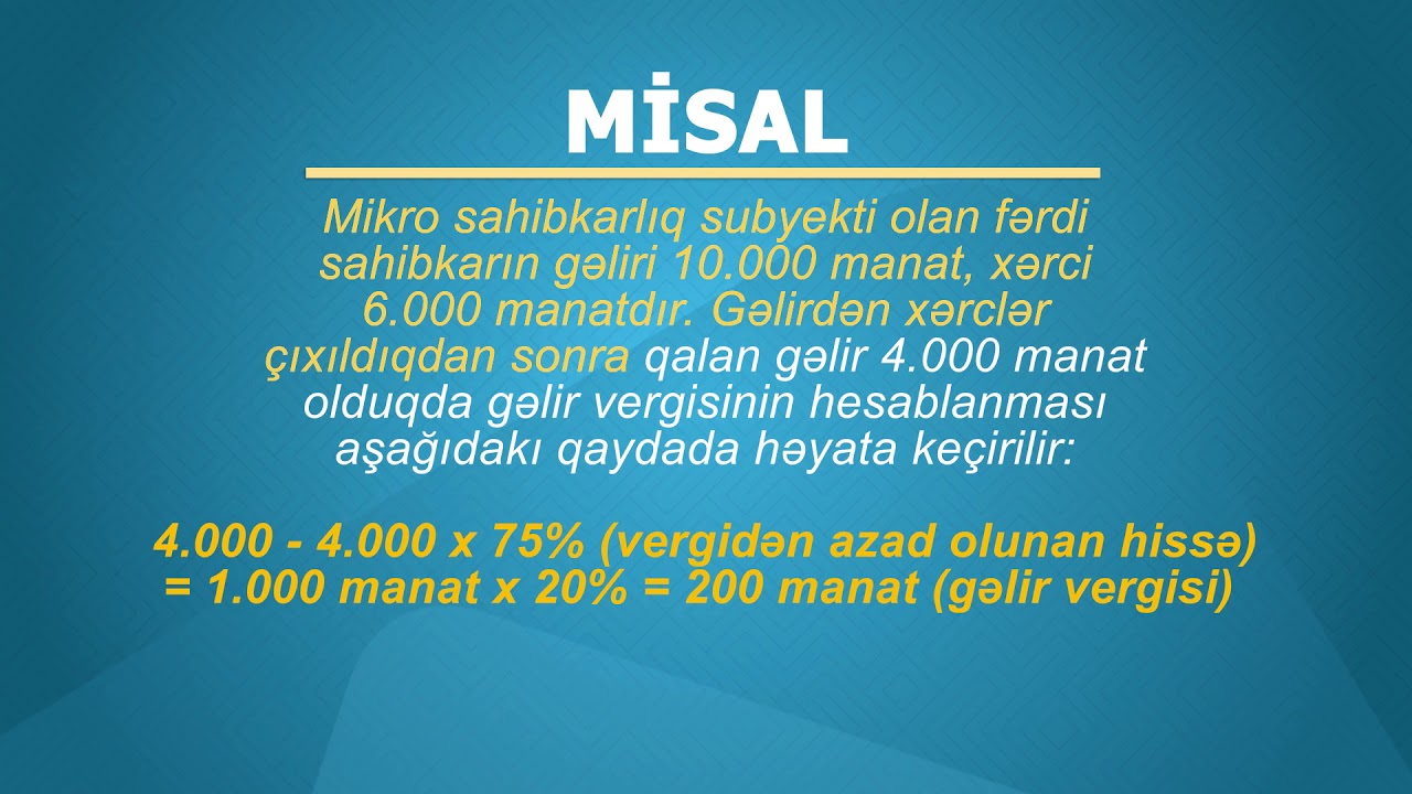 Mikro sahibkarlıq subyektlərinə gəlir vergisi ilə bağlı tətbiq olunan güzəştlər barədə