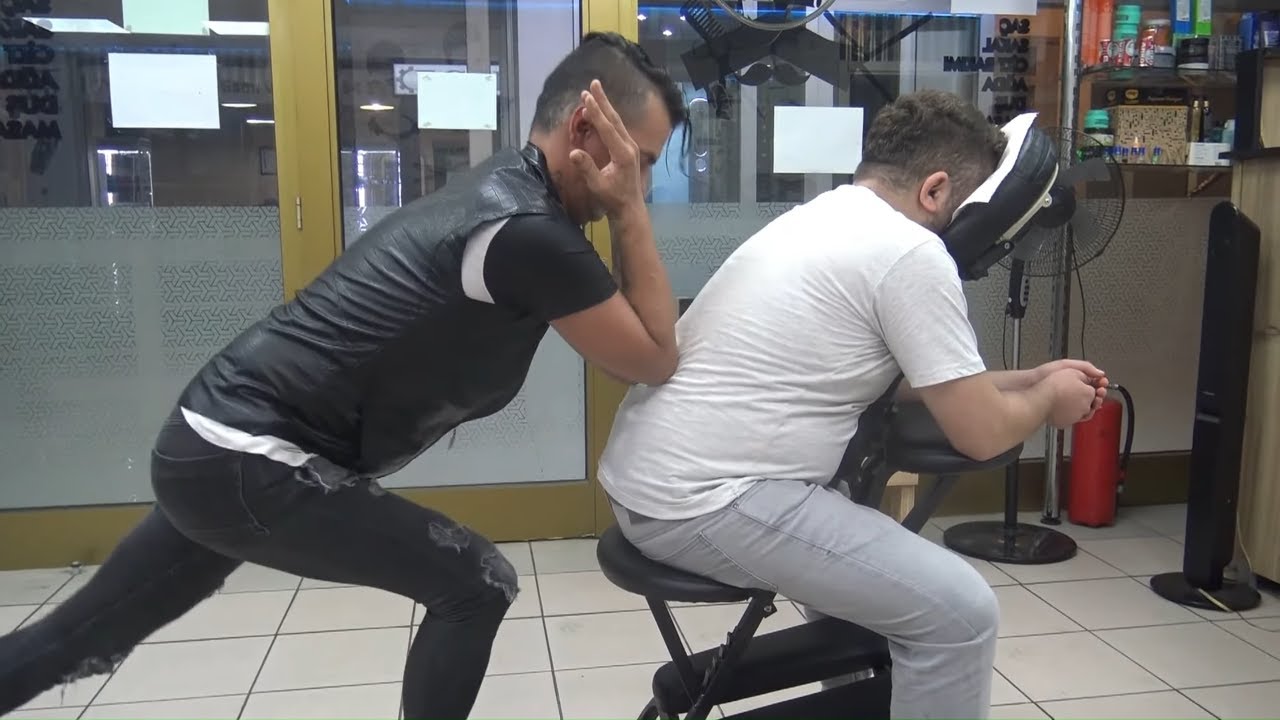 asmr turkish physiotherapy chair massage + BACK CRACK + head,back,elbow,arm,neck,face,sleep massage