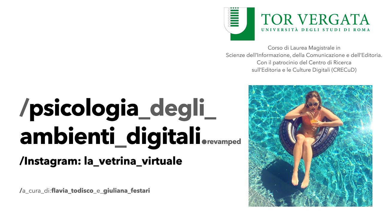Instagram: la vetrina virtuale? Un seminario di Psicologia degli Ambienti Digitali
