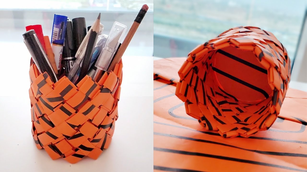 Paper Basket Tutorial | Pen Holder DIY Using Paper | Paper Craft Ideas For Beginners | SPArt Studio
