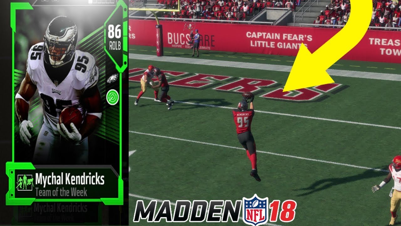 MADDEN 18 | TEAM OF THE WEEK MYCHAL KENDRICKS GAMEPLAY | BEST PICK 6 OF MADDEN 18!!