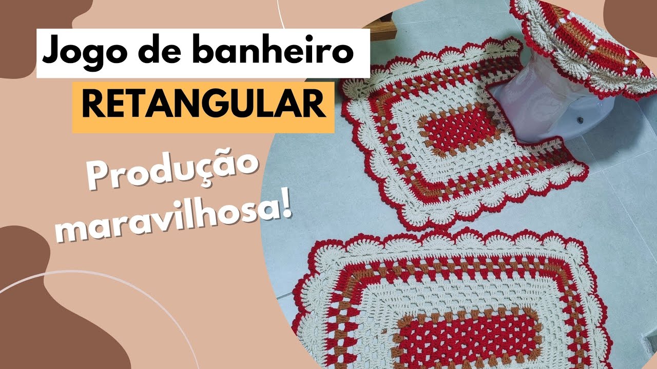 JOGO DE BANHEIRO RETANGULAR | FALEI PESO E MEDIDAS #produçãodecroche #crocheteira #jogodebanheiro