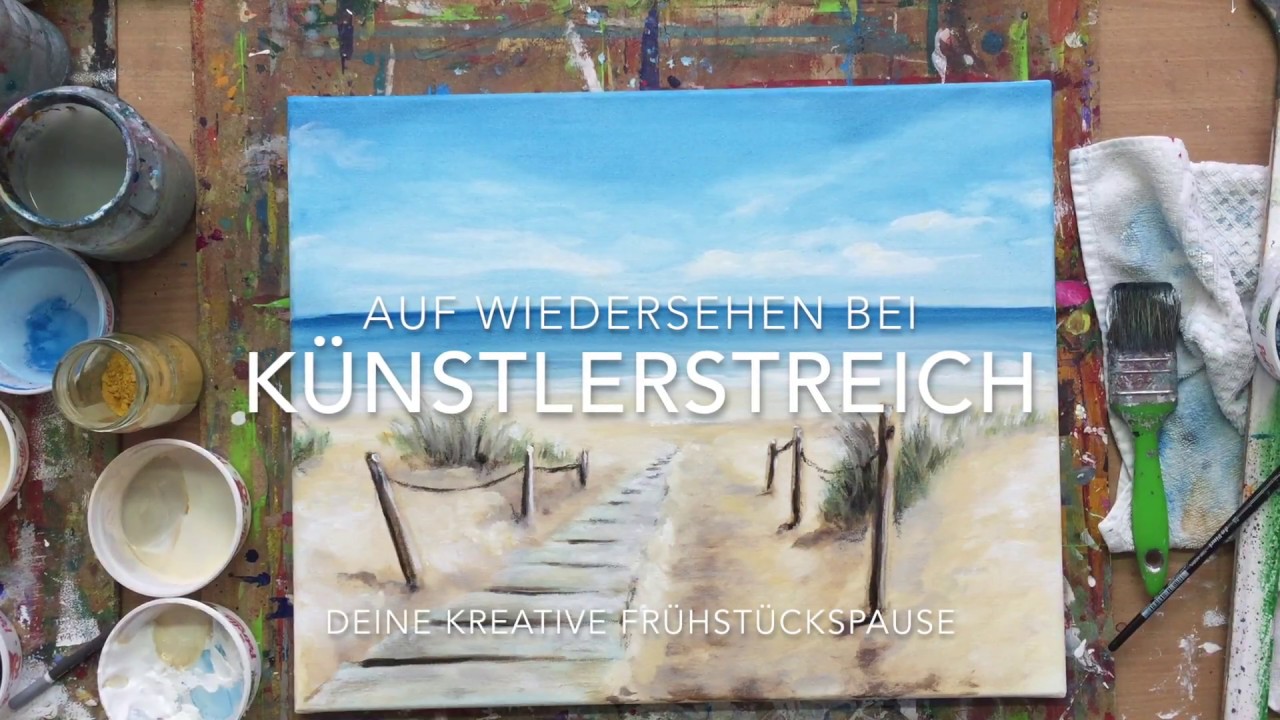 Meer Wolken malen, mit Steg, Acryl, Tutorial Painting