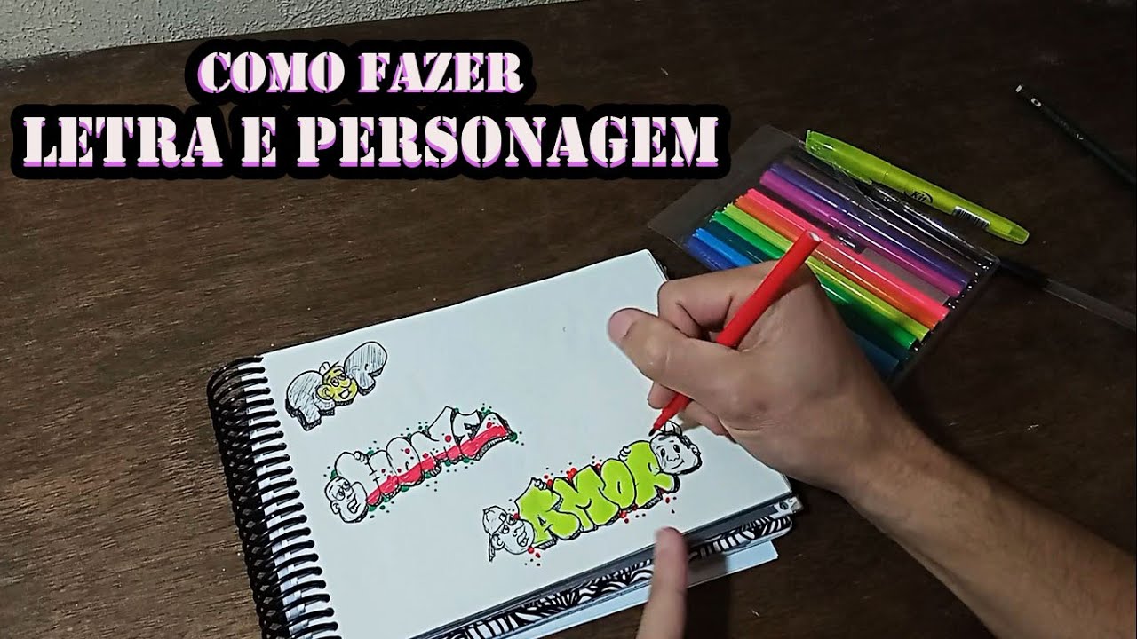 Como fazer letra e personagem de Graffiti juntos.